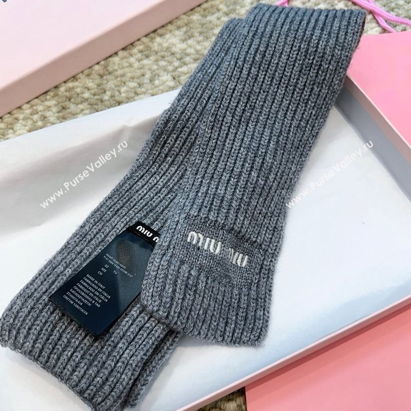 Miu Miu Wool Narrow Long Scarf 10x180cm Grey 2025 MM091019 (XMN-250910059)