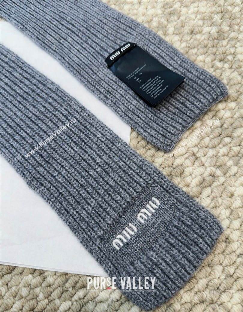 Miu Miu Wool Narrow Long Scarf 10x180cm Grey 2025 MM091019 (XMN-250910059)