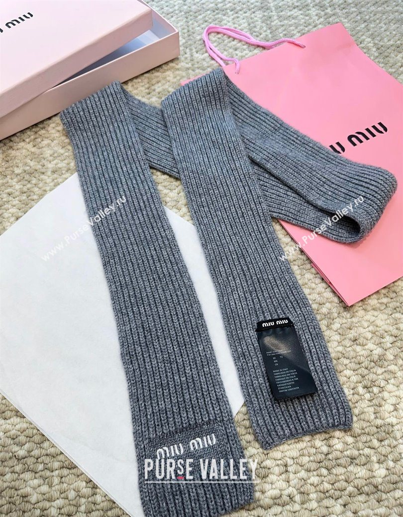 Miu Miu Wool Narrow Long Scarf 10x180cm Grey 2025 MM091019 (XMN-250910059)