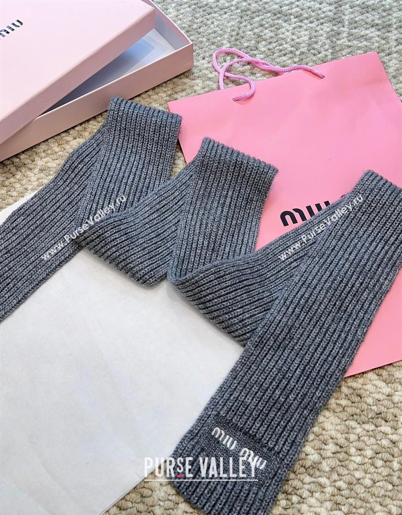 Miu Miu Wool Narrow Long Scarf 10x180cm Grey 2025 MM091019 (XMN-250910059)