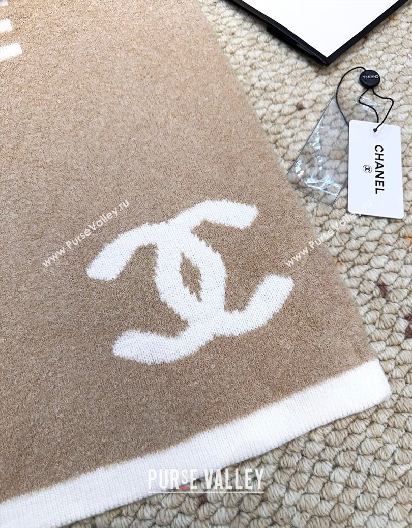 Chanel Cashmere Wool Long Scarf 30x180cm Beige/White 2025 CH091002 (XMN-250910004)