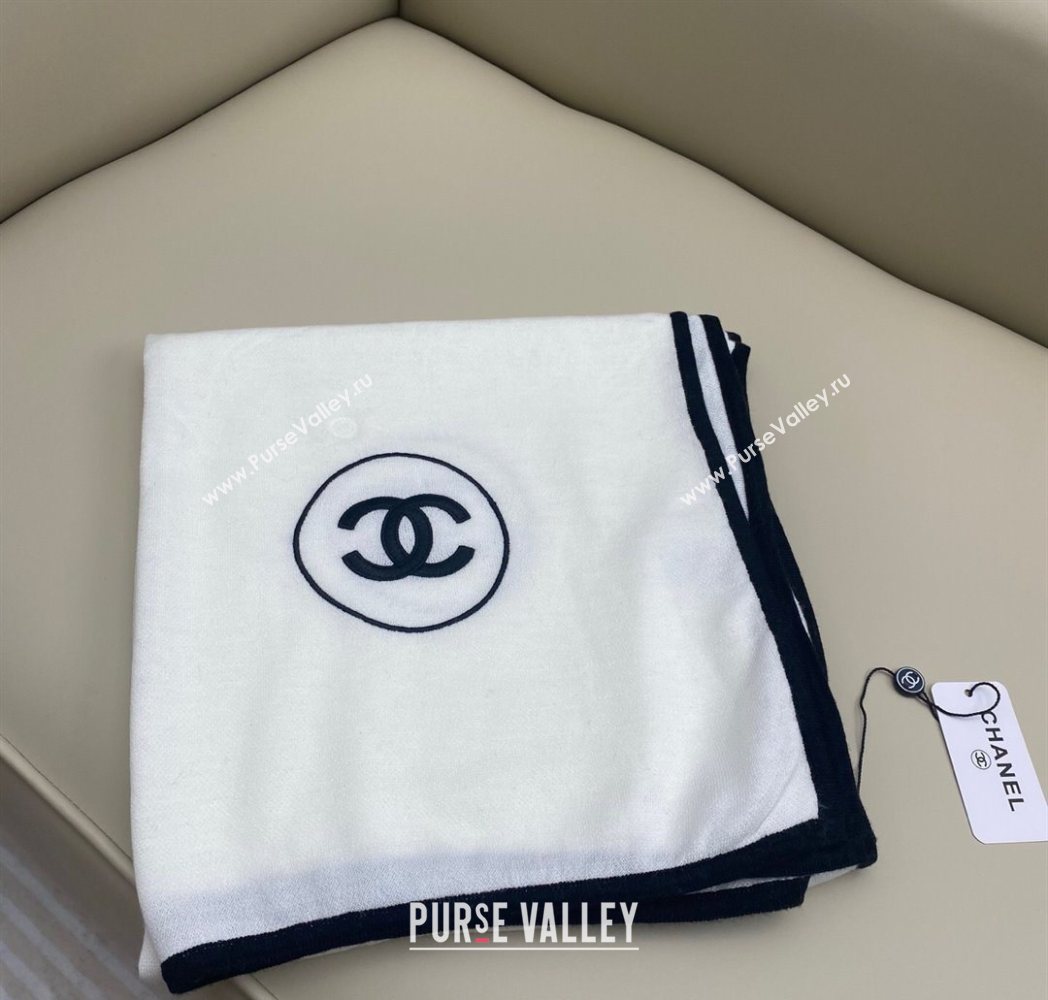 Chanel Silk Cashmere Blend Long Scarf 65x180cm White 2025 CH091006 (XMN-250910010)