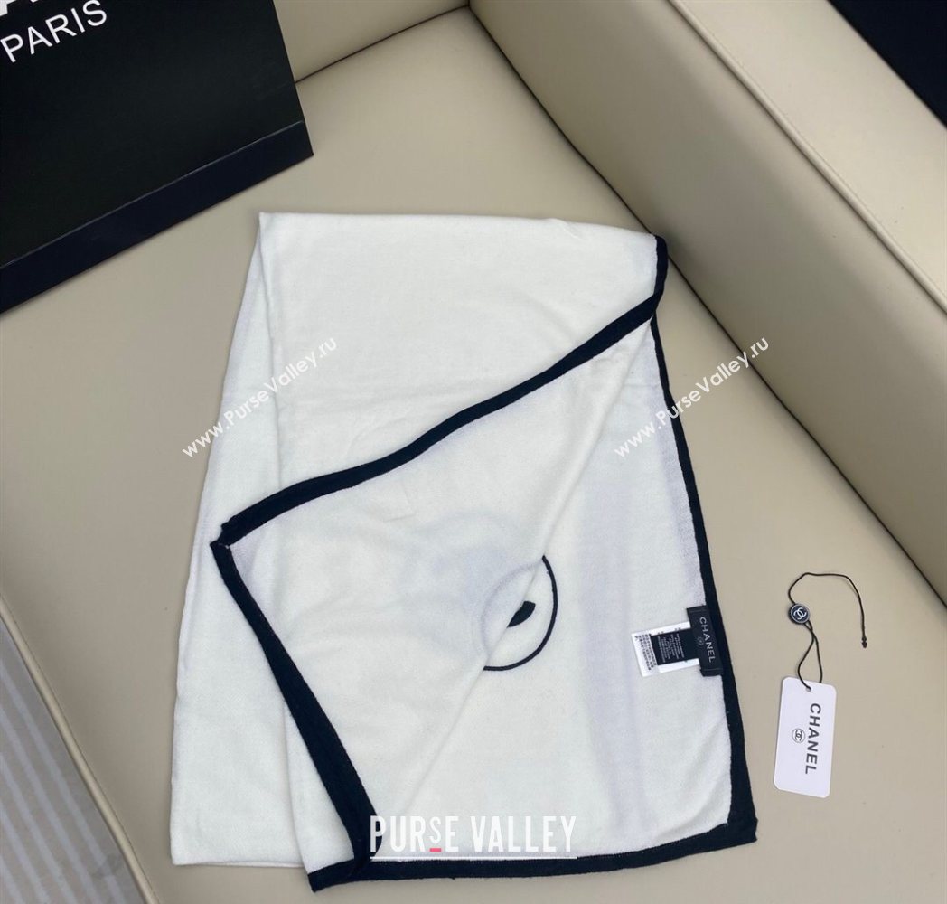 Chanel Silk Cashmere Blend Long Scarf 65x180cm White 2025 CH091006 (XMN-250910010)