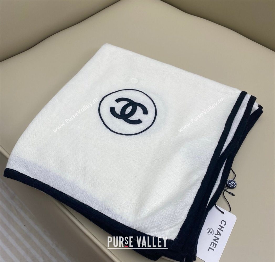 Chanel Silk Cashmere Blend Long Scarf 65x180cm White 2025 CH091006 (XMN-250910010)