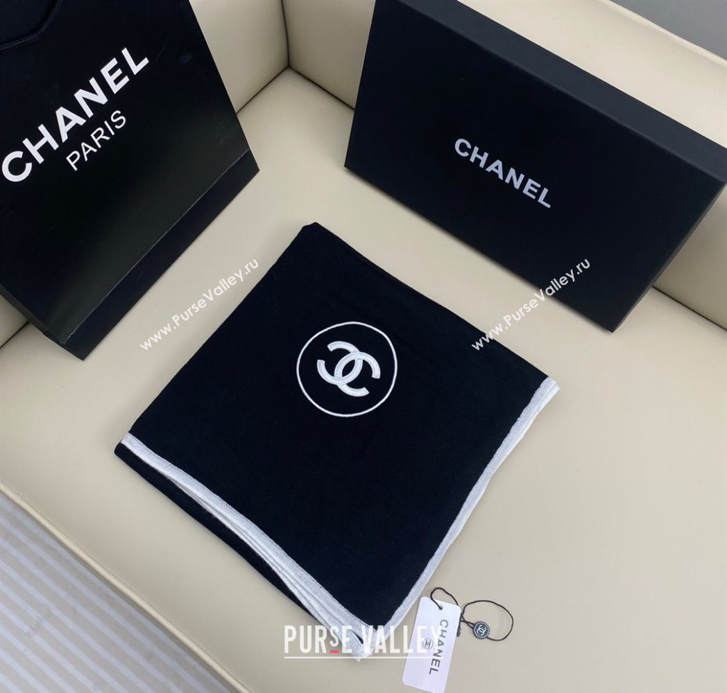 Chanel Silk Cashmere Blend Long Scarf 65x180cm Black 2025 CH091006 (XMN-250910011)