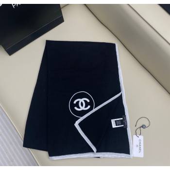 Chanel Silk Cashmere Blend Long Scarf 65x180cm Black 2025 CH091006 (XMN-250910011)