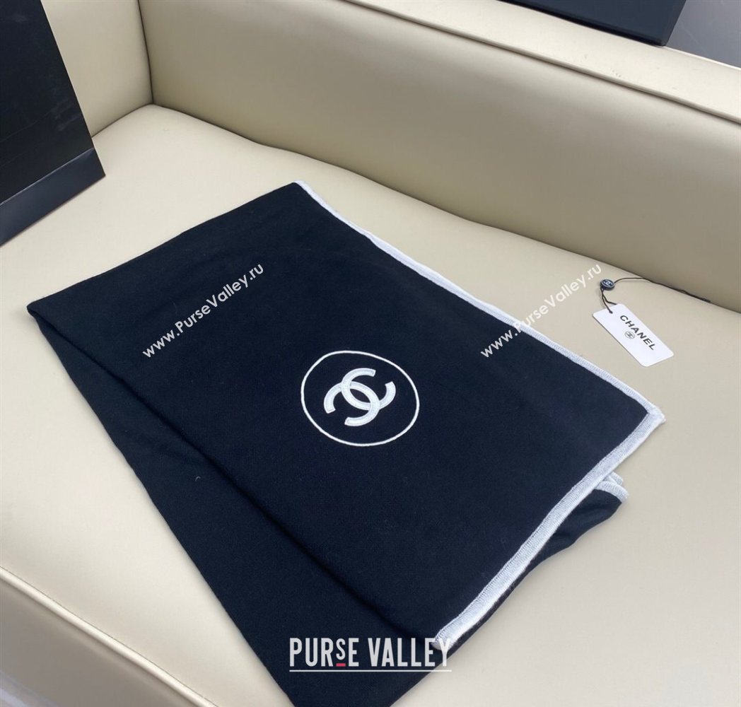 Chanel Silk Cashmere Blend Long Scarf 65x180cm Black 2025 CH091006 (XMN-250910011)