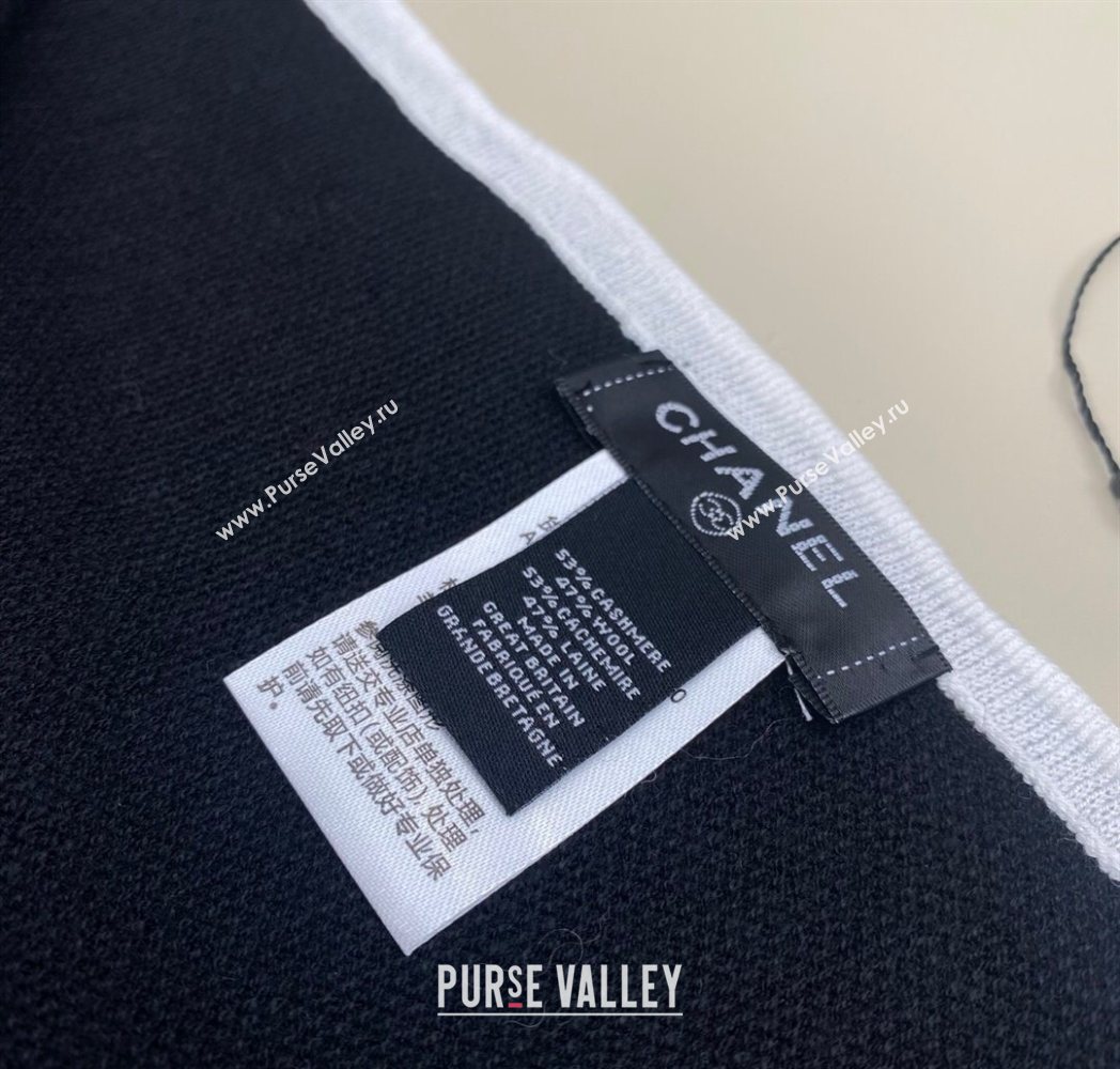 Chanel Silk Cashmere Blend Long Scarf 65x180cm Black 2025 CH091006 (XMN-250910011)