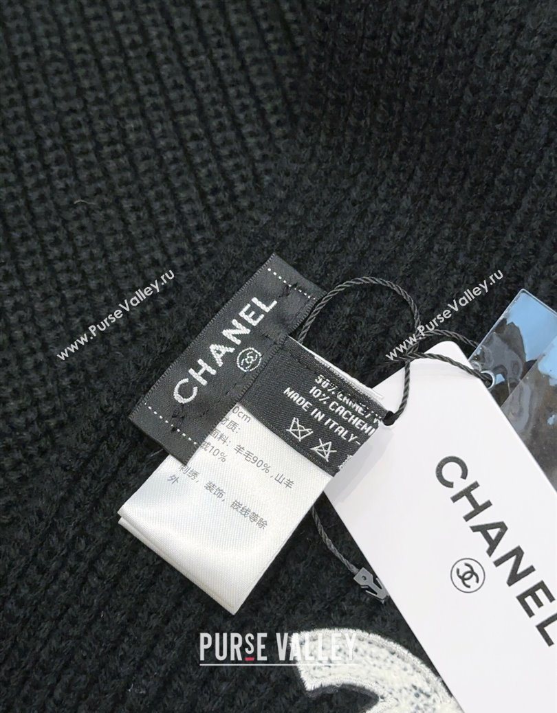 Chanel Cashmere Wool Long Scarf 30x175cm Black 2025 CH091004 (XMN-250910006)