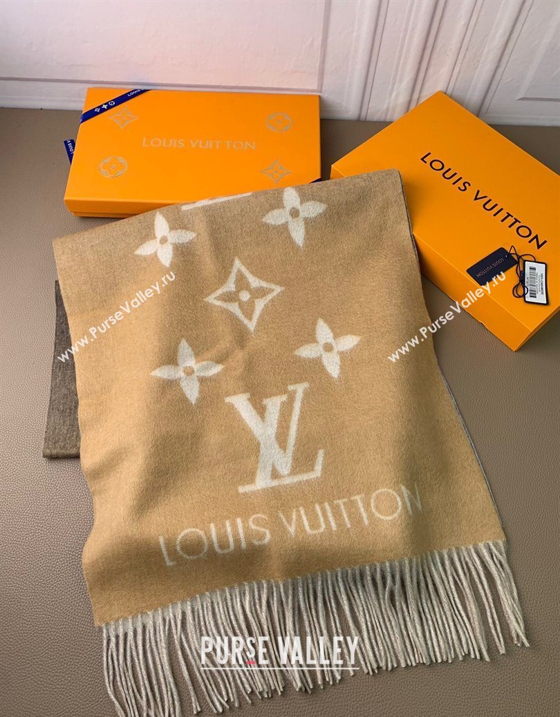 Louis Vuitton Reykjavik Gradient Cashmere Long Scarf 45x190cm Beige 2025 LV091010 (XMN-250910027)