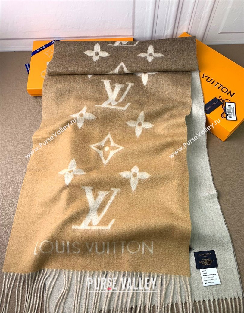 Louis Vuitton Reykjavik Gradient Cashmere Long Scarf 45x190cm Beige 2025 LV091010 (XMN-250910027)