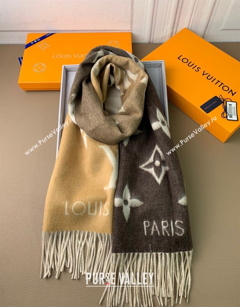 Louis Vuitton Reykjavik Gradient Cashmere Long Scarf 45x190cm Beige 2025 LV091010 (XMN-250910027)