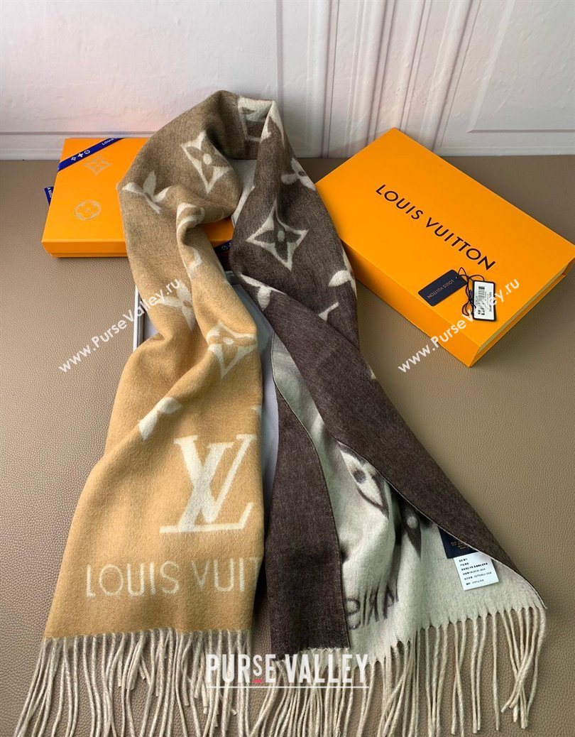 Louis Vuitton Reykjavik Gradient Cashmere Long Scarf 45x190cm Beige 2025 LV091010 (XMN-250910027)