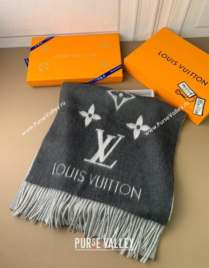 Louis Vuitton Reykjavik Gradient Cashmere Long Scarf 45x190cm Black 2025 LV091010 (XMN-250910028)