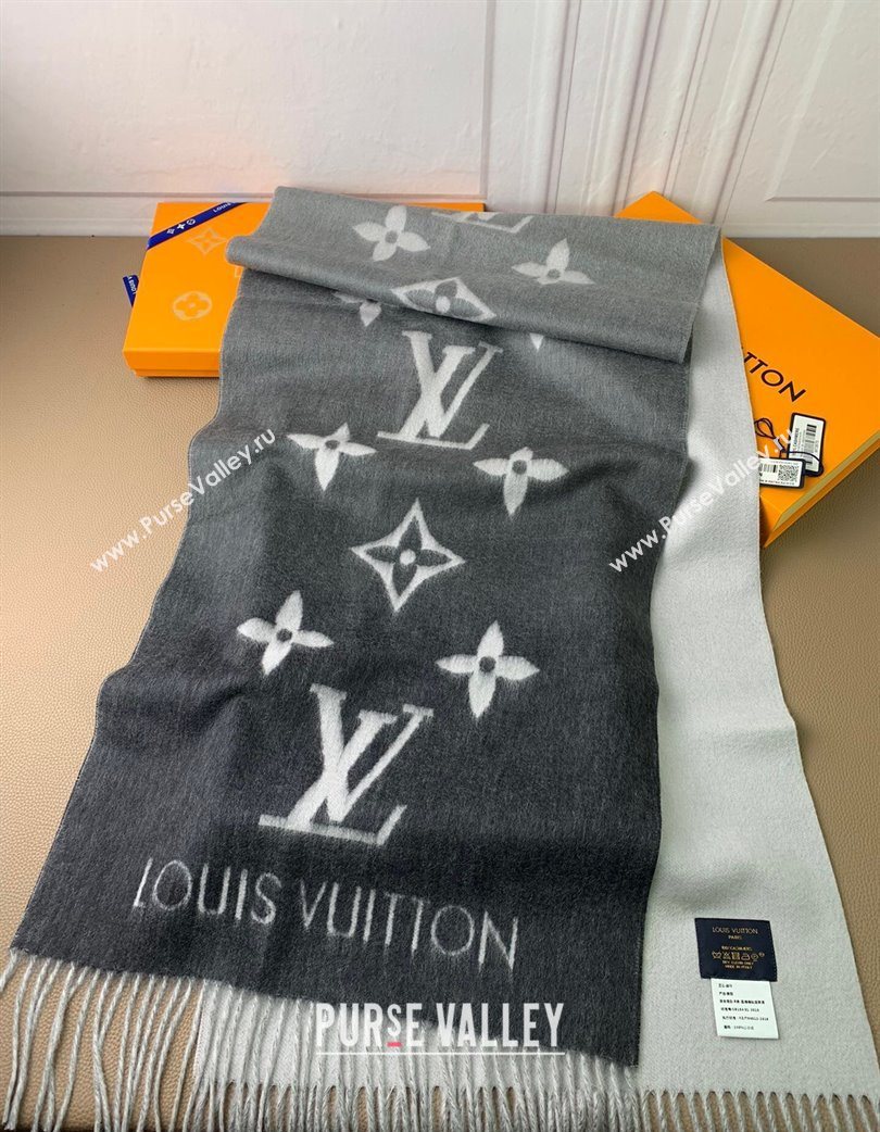 Louis Vuitton Reykjavik Gradient Cashmere Long Scarf 45x190cm Black 2025 LV091010 (XMN-250910028)