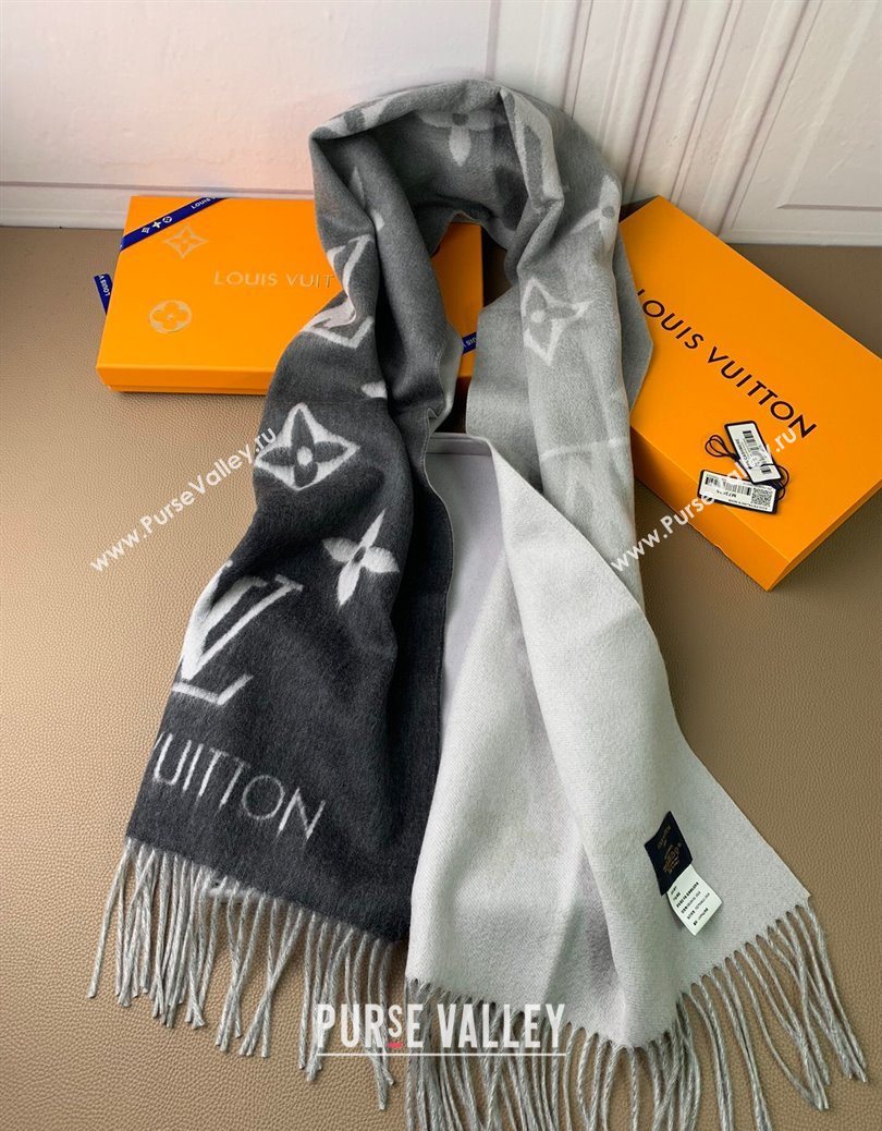 Louis Vuitton Reykjavik Gradient Cashmere Long Scarf 45x190cm Black 2025 LV091010 (XMN-250910028)
