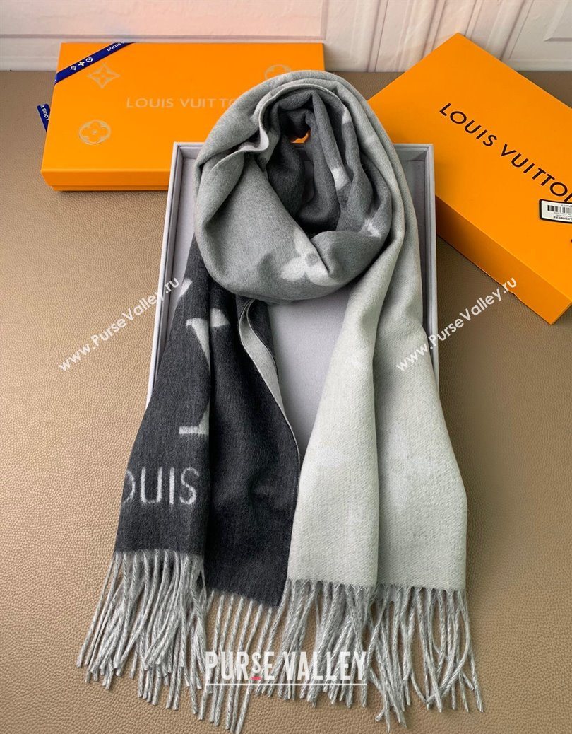 Louis Vuitton Reykjavik Gradient Cashmere Long Scarf 45x190cm Black 2025 LV091010 (XMN-250910028)