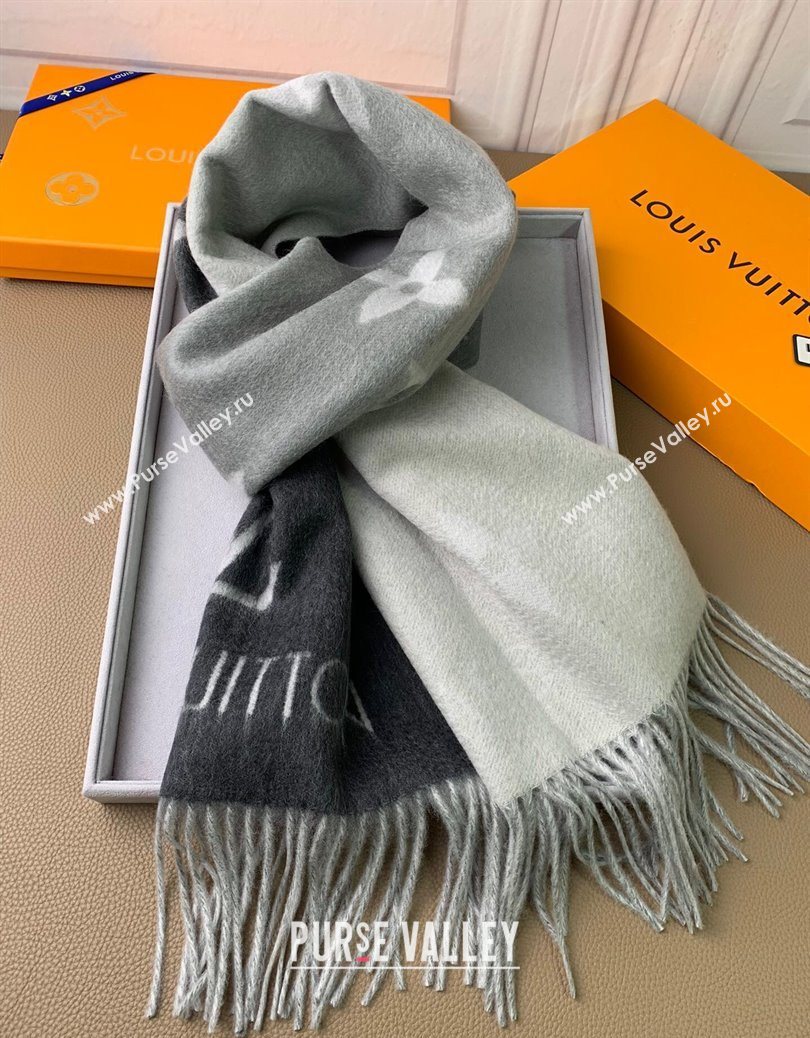 Louis Vuitton Reykjavik Gradient Cashmere Long Scarf 45x190cm Black 2025 LV091010 (XMN-250910028)