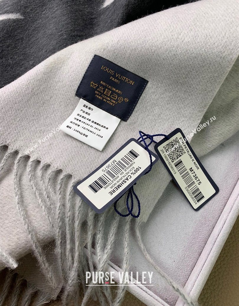 Louis Vuitton Reykjavik Gradient Cashmere Long Scarf 45x190cm Black 2025 LV091010 (XMN-250910028)