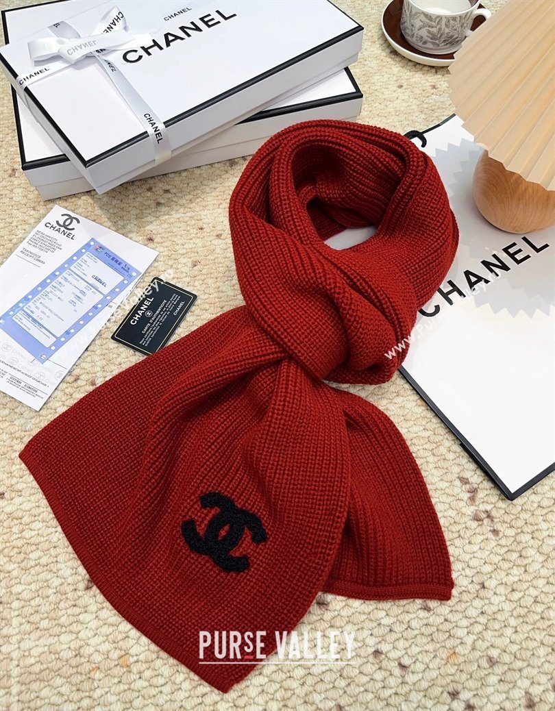 Chanel Cashmere Wool Long Scarf 30x175cm Red 2025 CH091004 (XMN-250910007)