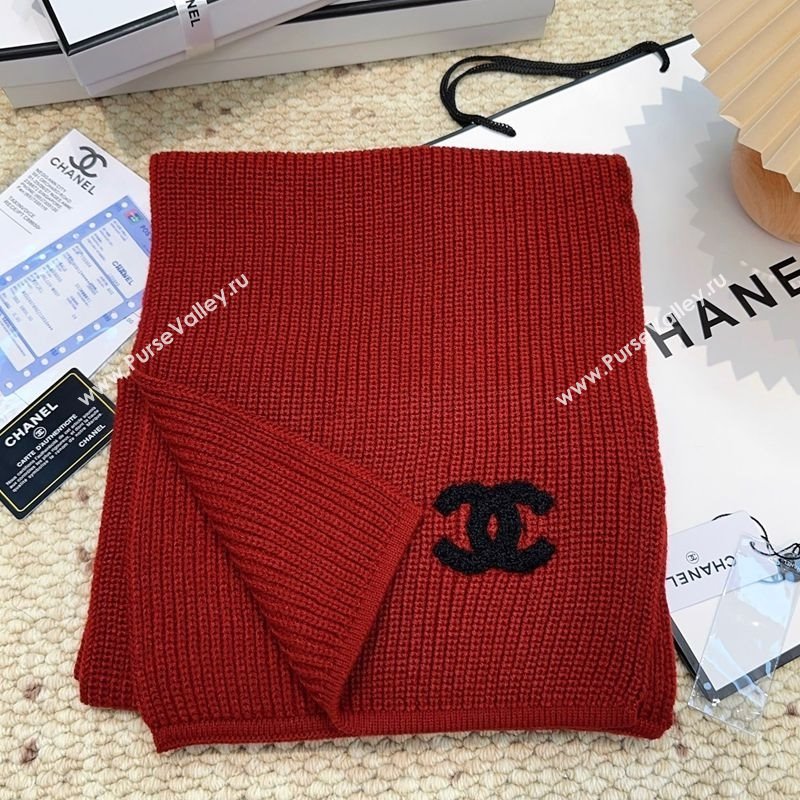 Chanel Cashmere Wool Long Scarf 30x175cm Red 2025 CH091004 (XMN-250910007)