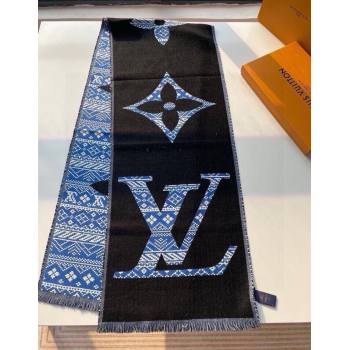 Louis Vuitton MNG Two Wool Scarf 33x200cm Blue 2025 LV091001 (XMN-250910001)