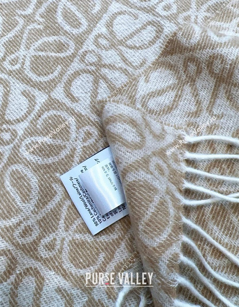 Loewe Cashmere Wool Long Scarf Beige 2025 LW091020 (XMN-250910061)
