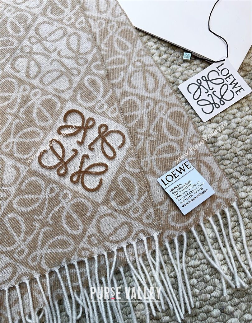 Loewe Cashmere Wool Long Scarf Beige 2025 LW091020 (XMN-250910061)