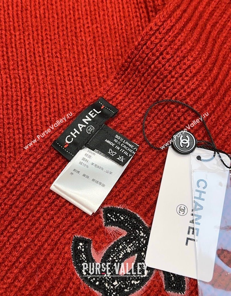 Chanel Cashmere Wool Long Scarf 30x175cm Red 2025 CH091004 (XMN-250910007)