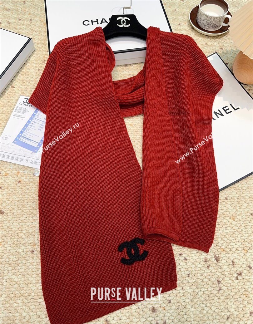 Chanel Cashmere Wool Long Scarf 30x175cm Red 2025 CH091004 (XMN-250910007)