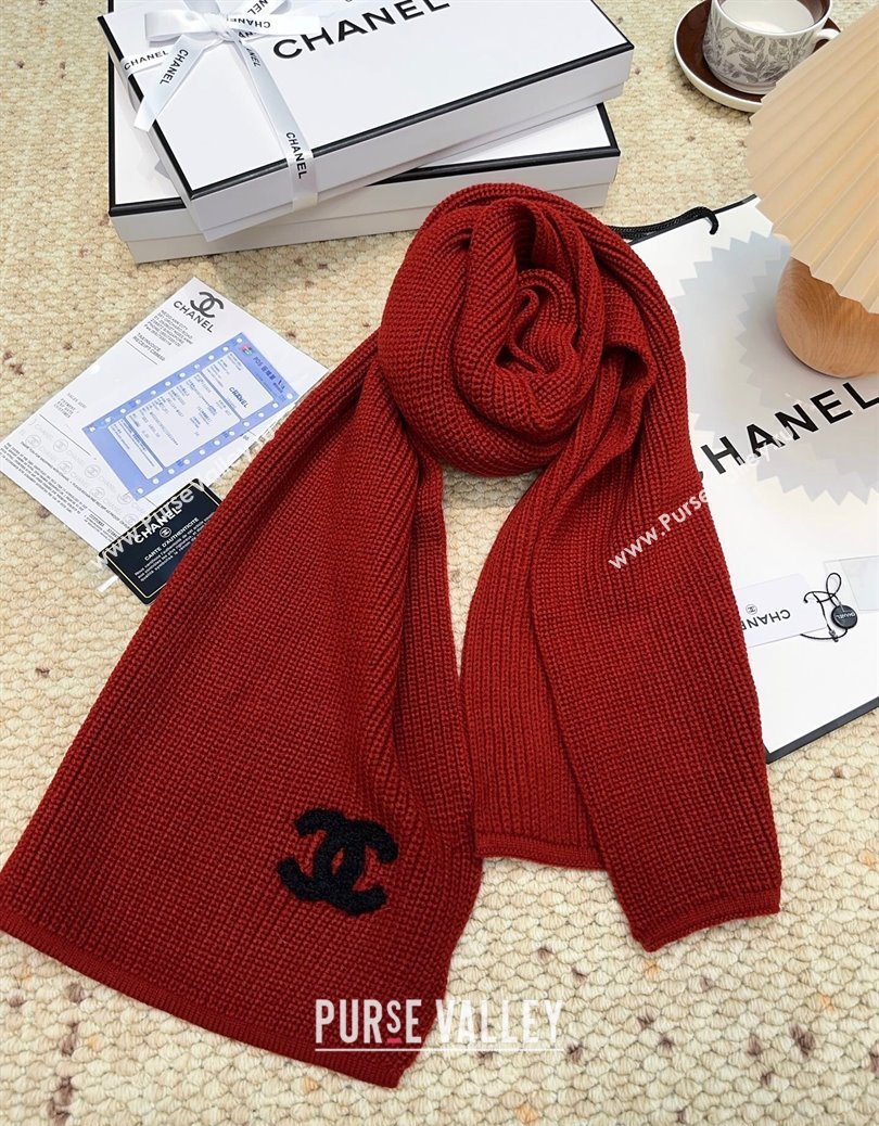 Chanel Cashmere Wool Long Scarf 30x175cm Red 2025 CH091004 (XMN-250910007)