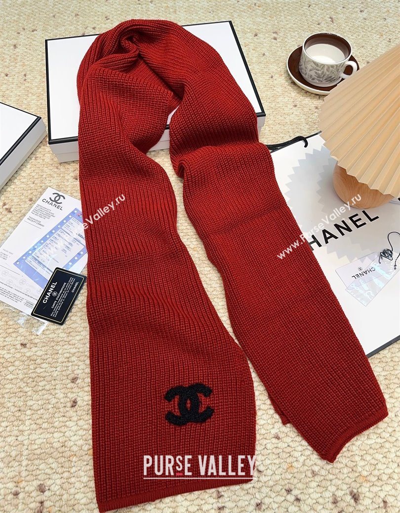 Chanel Cashmere Wool Long Scarf 30x175cm Red 2025 CH091004 (XMN-250910007)
