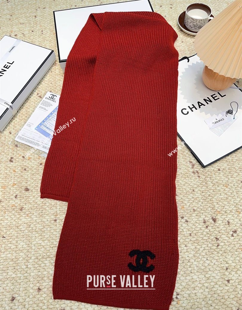 Chanel Cashmere Wool Long Scarf 30x175cm Red 2025 CH091004 (XMN-250910007)