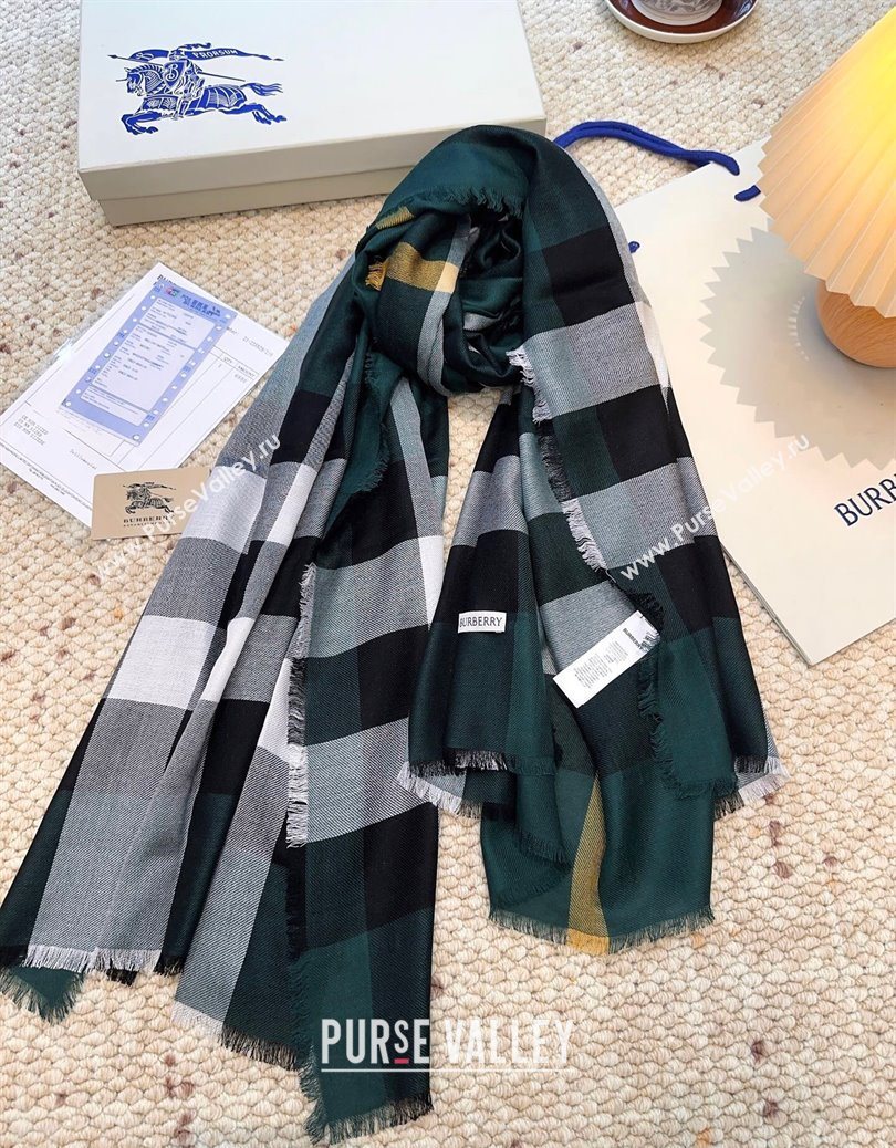 Burberry Cashmere Long Scarf Dark Green 2025 BR091017 (XMN-250910054)