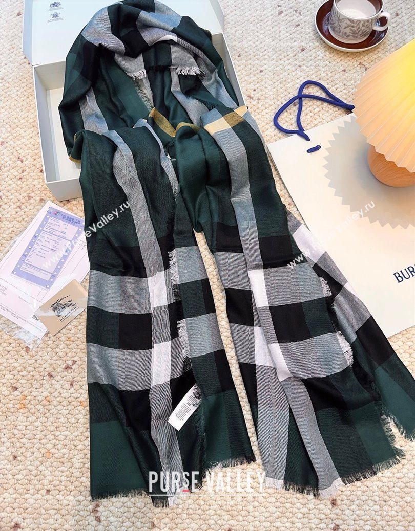 Burberry Cashmere Long Scarf Dark Green 2025 BR091017 (XMN-250910054)