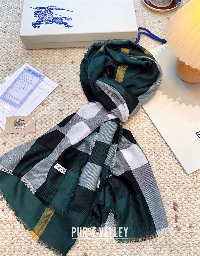 Burberry Cashmere Long Scarf Dark Green 2025 BR091017 (XMN-250910054)