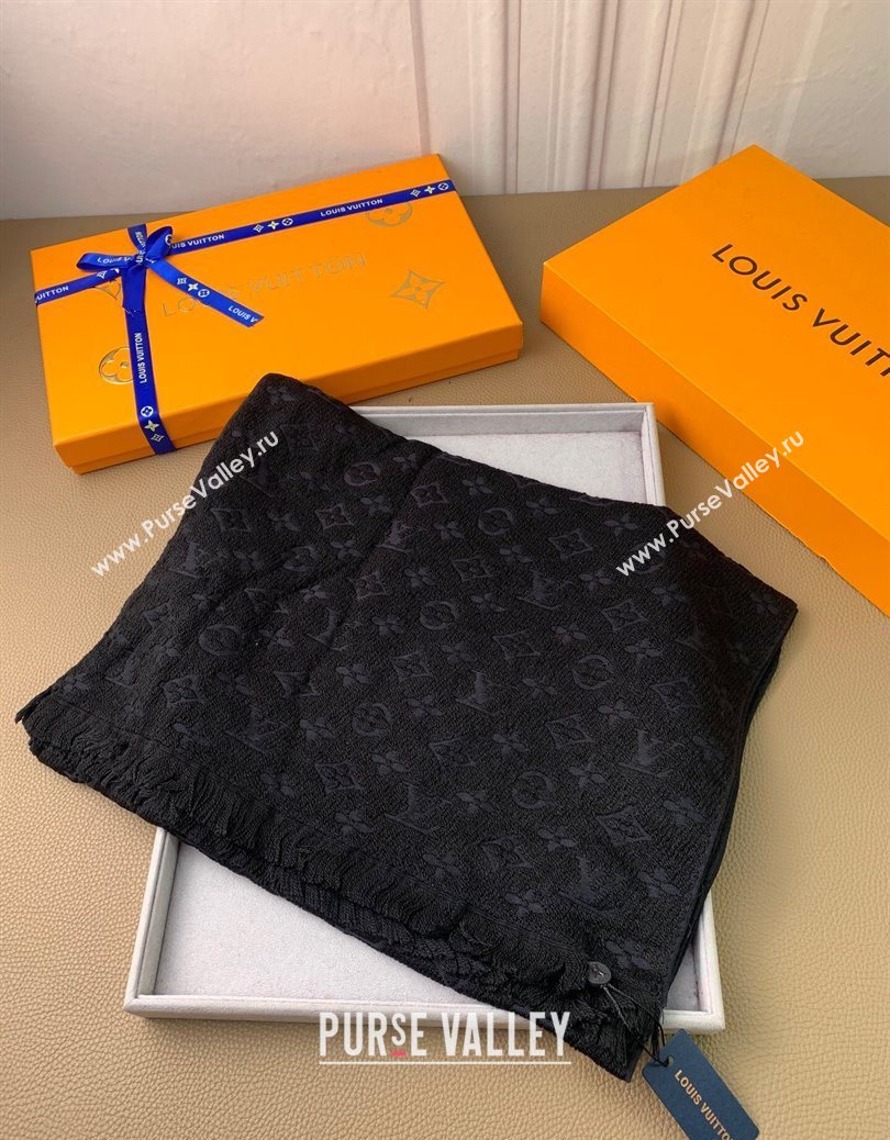 Louis Vuitton Monogram Classic Wool Long Scarf 40x185cm Black 2025 LV091011 (XMN-250910031)