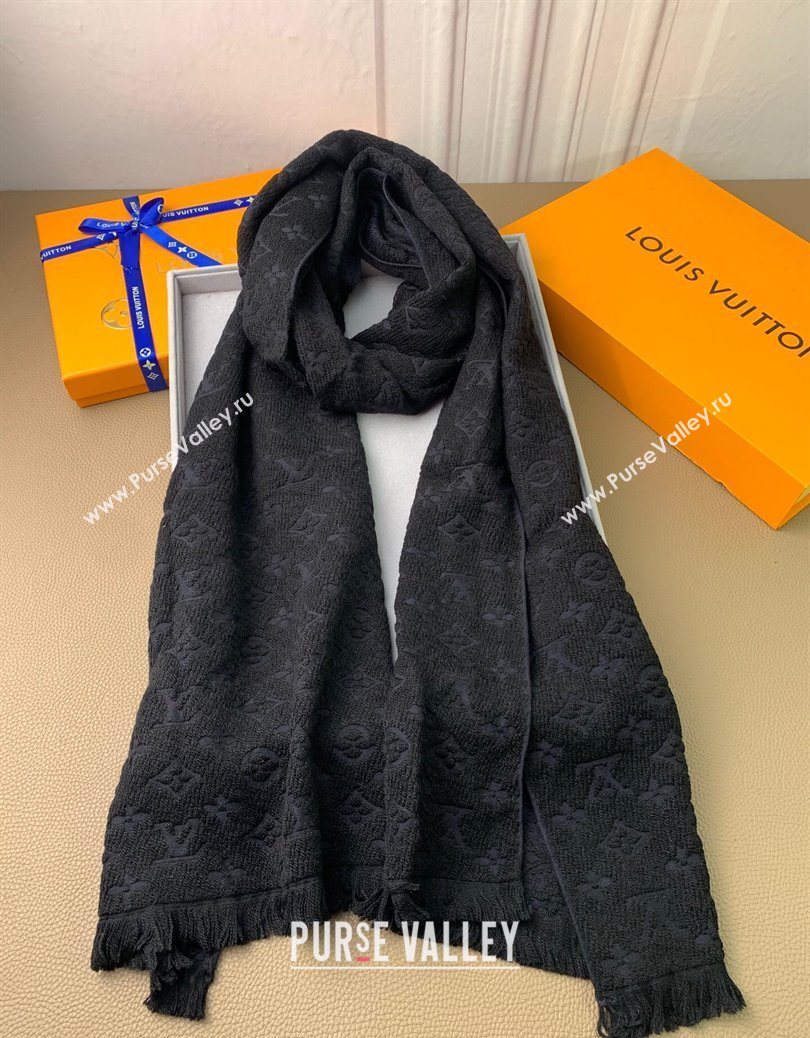 Louis Vuitton Monogram Classic Wool Long Scarf 40x185cm Black 2025 LV091011 (XMN-250910031)