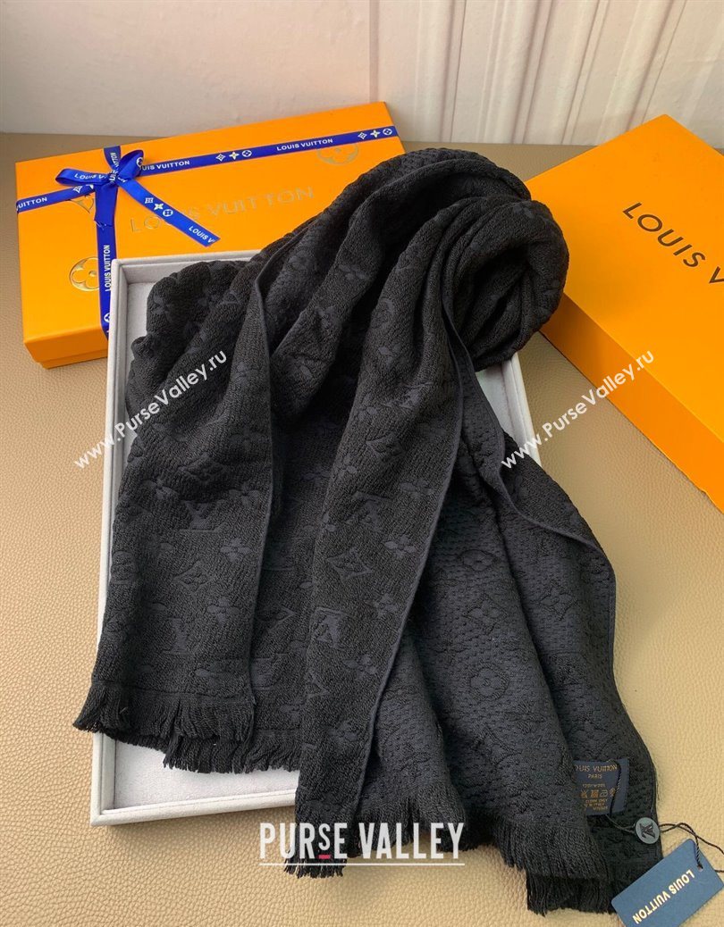 Louis Vuitton Monogram Classic Wool Long Scarf 40x185cm Black 2025 LV091011 (XMN-250910031)