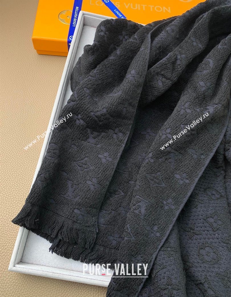 Louis Vuitton Monogram Classic Wool Long Scarf 40x185cm Black 2025 LV091011 (XMN-250910031)