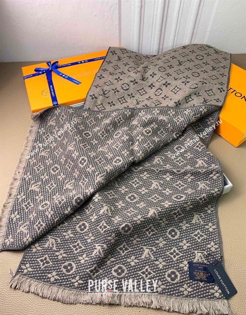 Louis Vuitton Monogram Classic Wool Long Scarf 40x185cm Beige 2025 LV091011 (XMN-250910032)