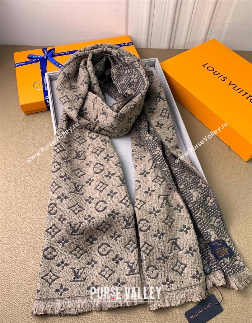 Louis Vuitton Monogram Classic Wool Long Scarf 40x185cm Beige 2025 LV091011 (XMN-250910032)
