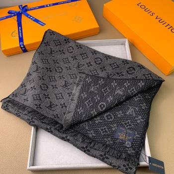 Louis Vuitton Monogram Classic Wool Long Scarf 40x185cm Black 2025 LV091011 (XMN-250910033)
