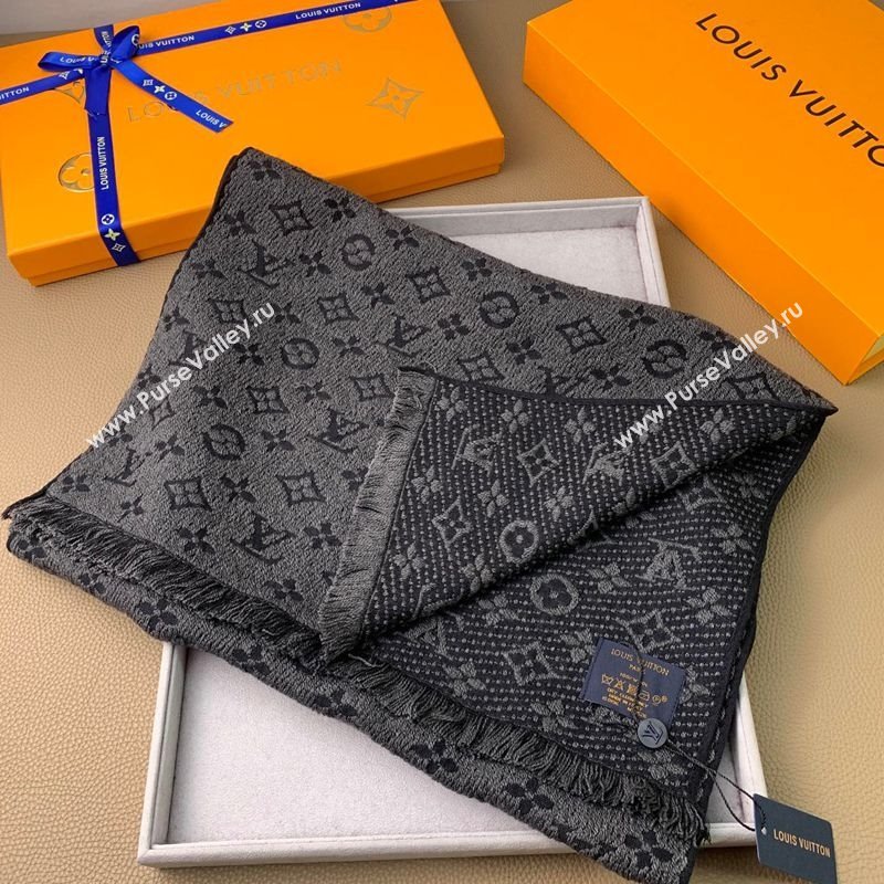 Louis Vuitton Monogram Classic Wool Long Scarf 40x185cm Black 2025 LV091011 (XMN-250910033)