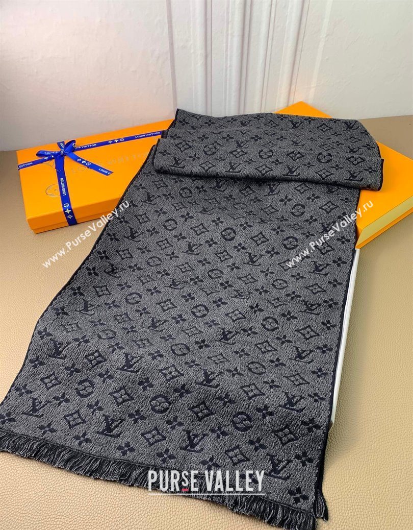 Louis Vuitton Monogram Classic Wool Long Scarf 40x185cm Black 2025 LV091011 (XMN-250910033)