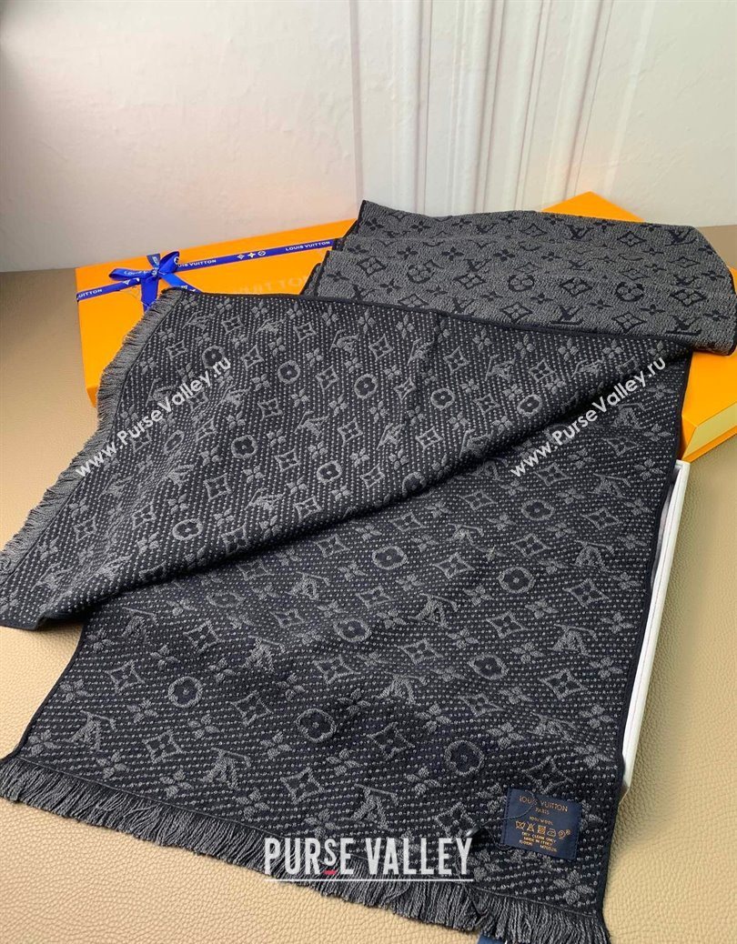 Louis Vuitton Monogram Classic Wool Long Scarf 40x185cm Black 2025 LV091011 (XMN-250910033)