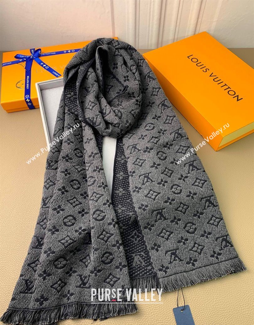 Louis Vuitton Monogram Classic Wool Long Scarf 40x185cm Black 2025 LV091011 (XMN-250910033)