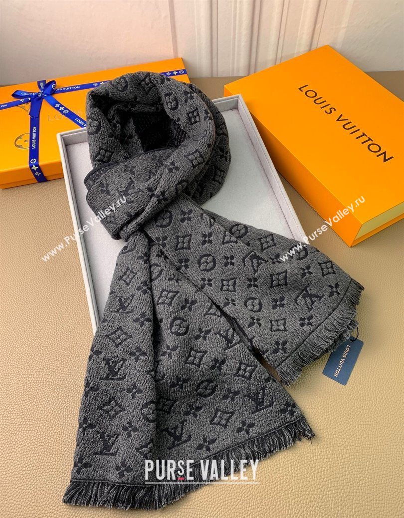 Louis Vuitton Monogram Classic Wool Long Scarf 40x185cm Black 2025 LV091011 (XMN-250910033)