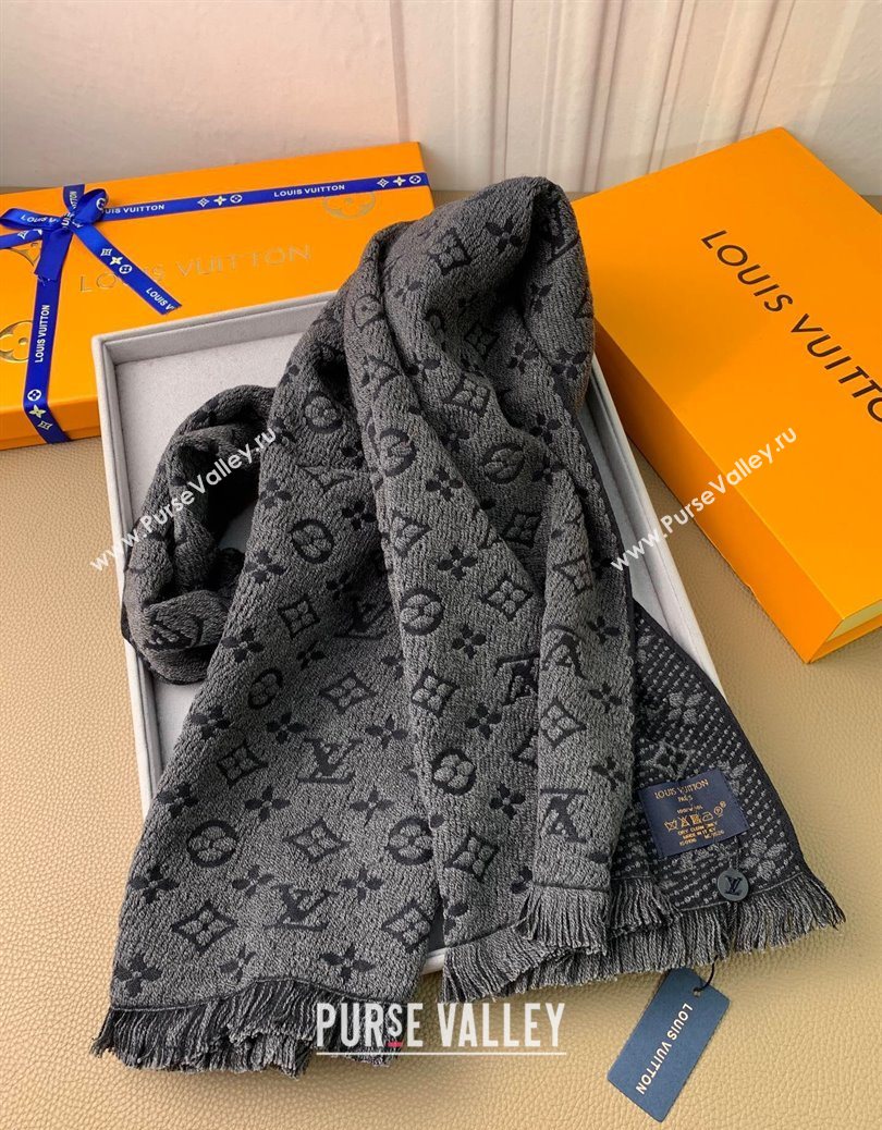 Louis Vuitton Monogram Classic Wool Long Scarf 40x185cm Black 2025 LV091011 (XMN-250910033)
