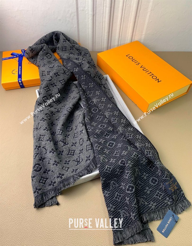 Louis Vuitton Monogram Classic Wool Long Scarf 40x185cm Black 2025 LV091011 (XMN-250910033)